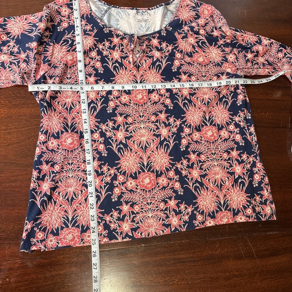 Talbots Womens Cottage Floral Top Size XL Lightweight Cotton Modal 3/4 Sleeve - Picture 4 of 8